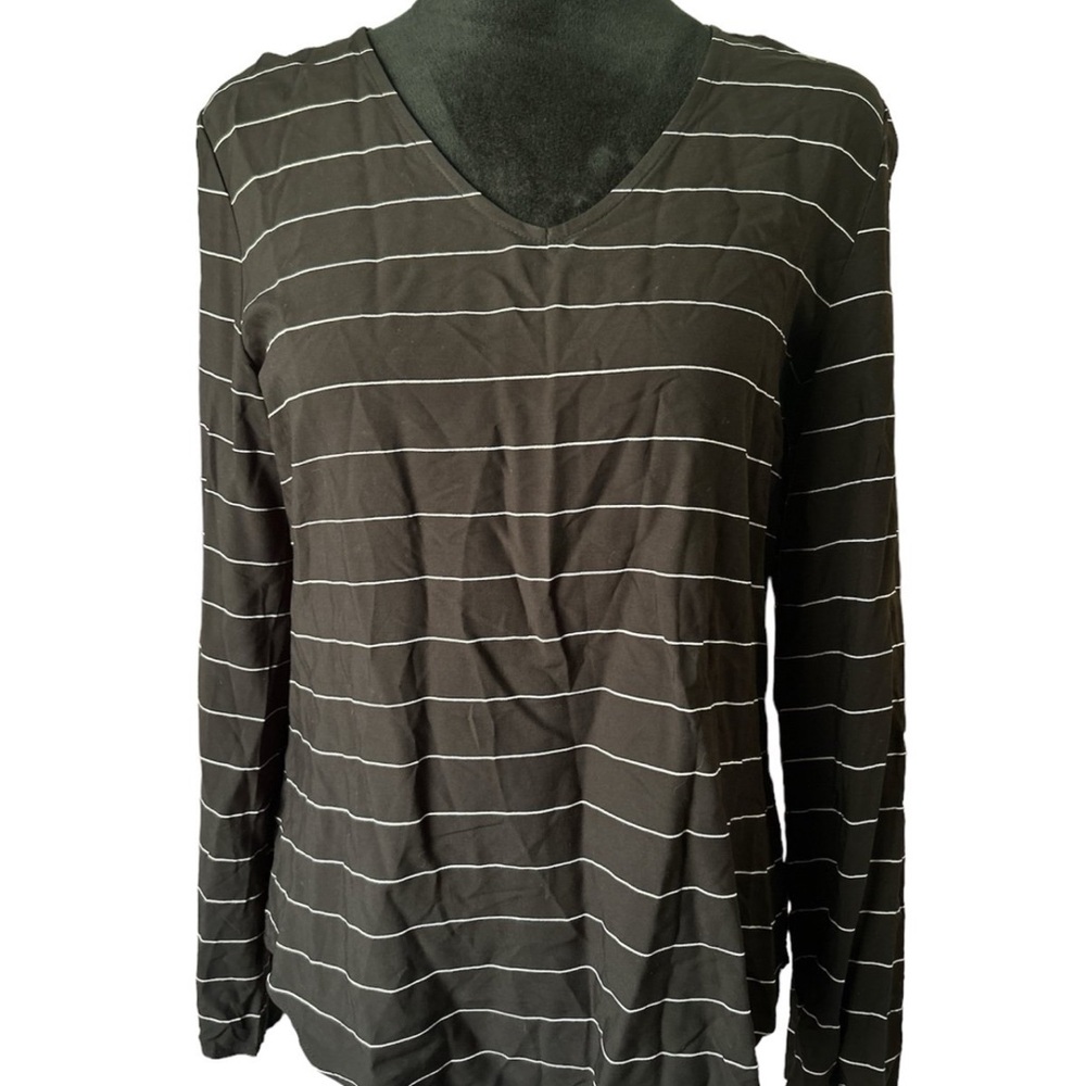 GAP Black and White Striped Long Sleeve Top
